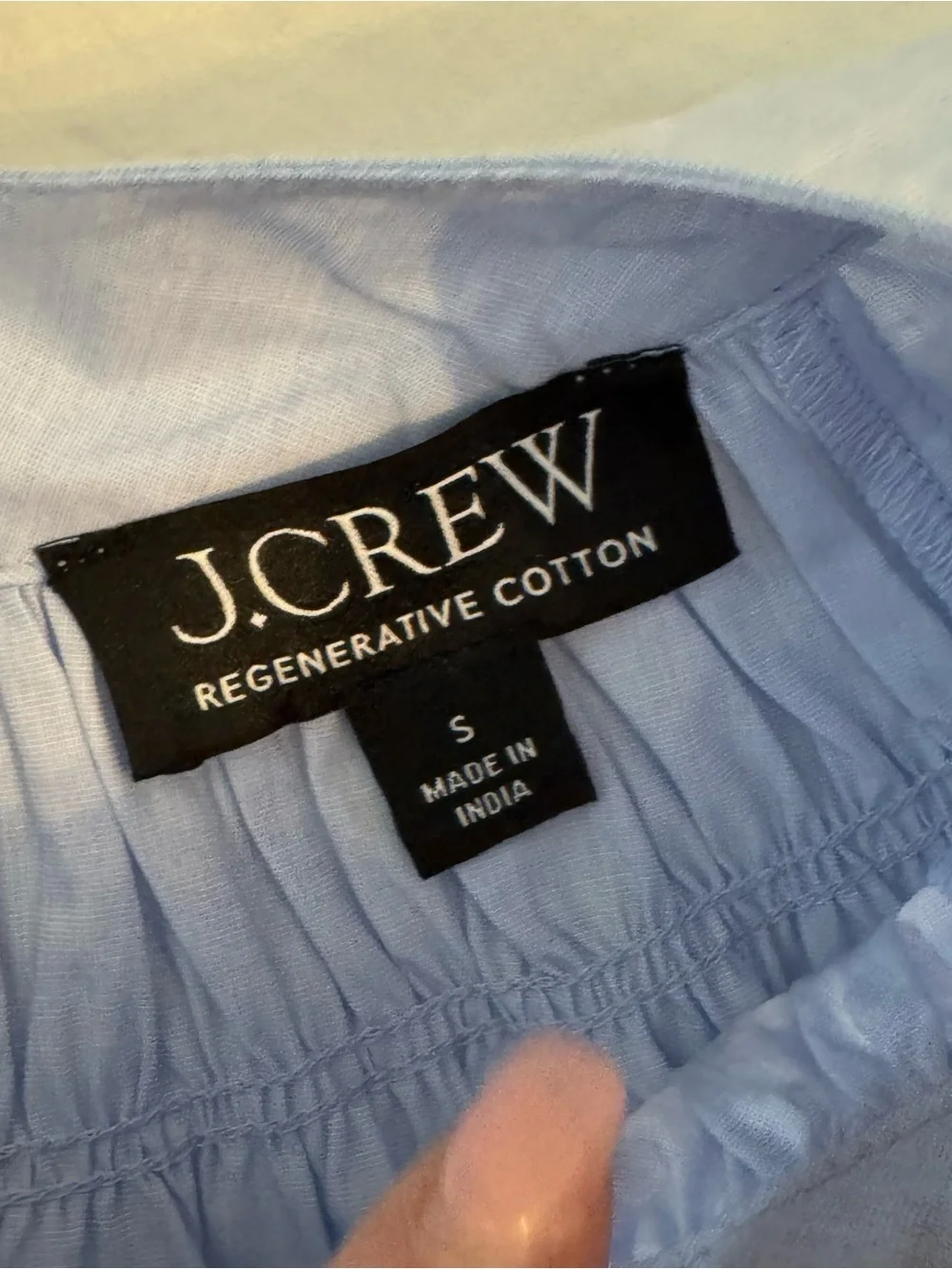J. Crew Light Blue Smock-neck puff-sleeve top in cotton poplin- Small- like new!